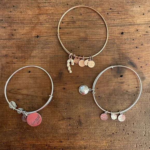 2 Alex and Ani United States NAVY Charm Bangle Bracelet Rafaelian Gold Silver - Picture 2 of 8